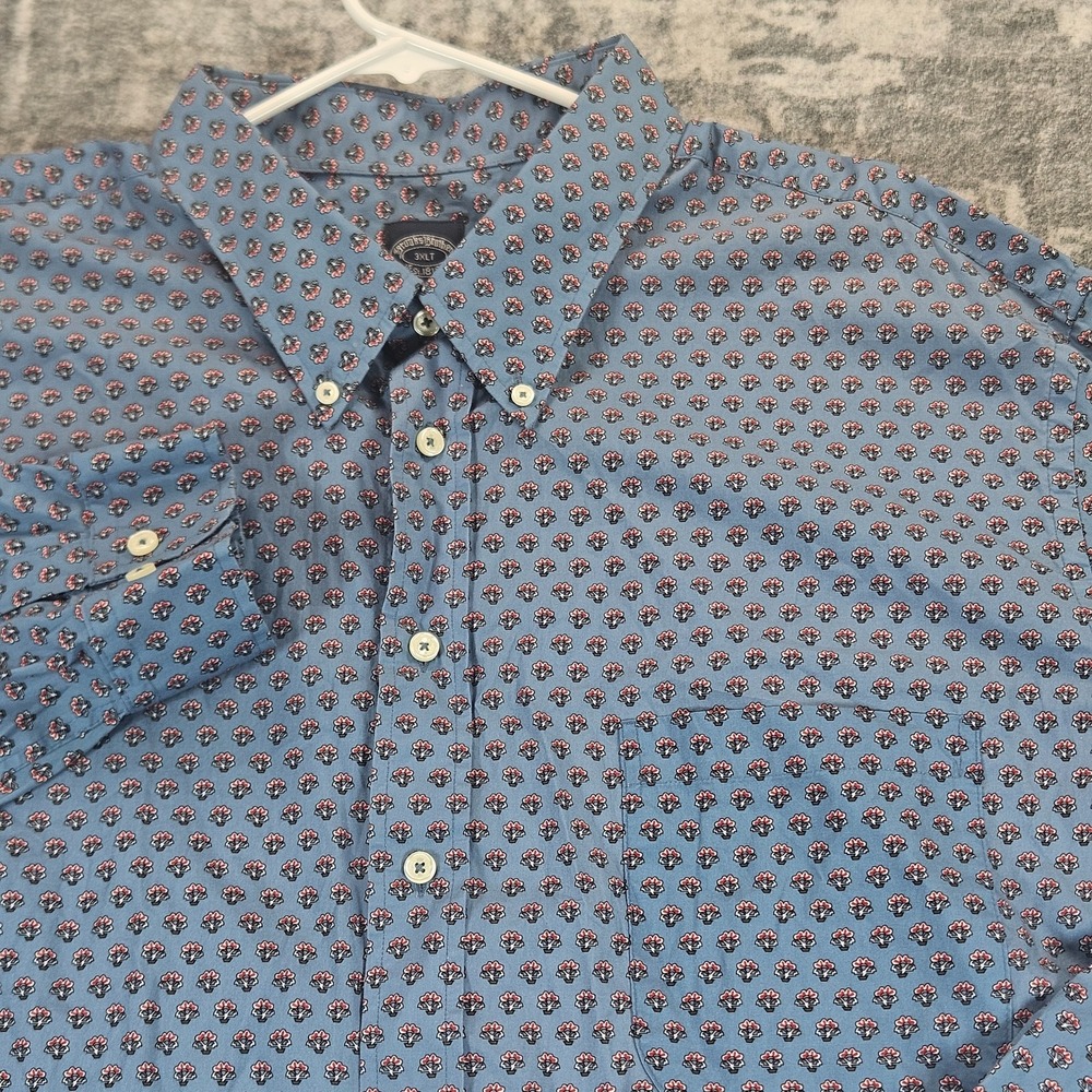 Brooks Brothers Shirt Mens Size 3XLT Blue Floral Print Button Down Long Sleeve